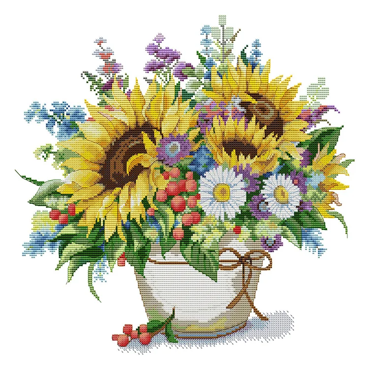 Joy Sunday-Sunflower Daisy Vase (42*38CM) 14CT Counted Cross Stitch gbfke