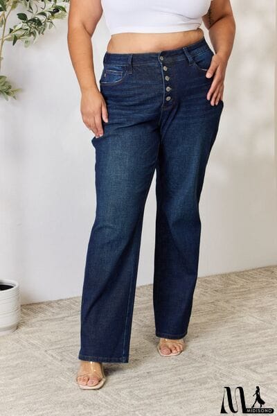 MidiSono - Judy Blue Full Size Button-Fly Straight Jeans