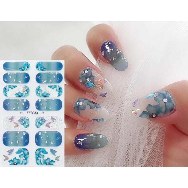 Self Adhesive Nail Sticker Nails Sticker Designer Nail Wraps DIY Watercolor Style Designed Colorful Nail Stickers Nail Tape
