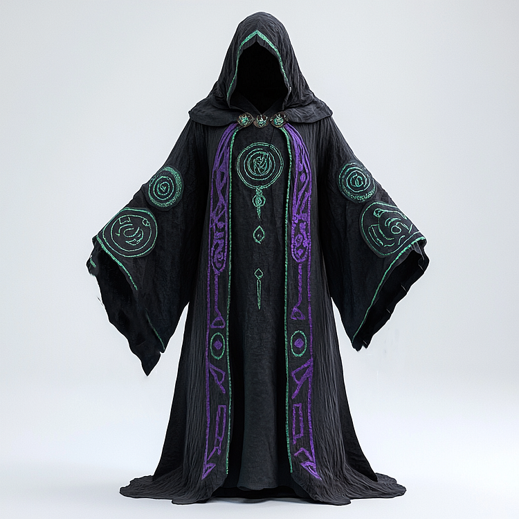 Hooded witchcraft rune robe 07f5