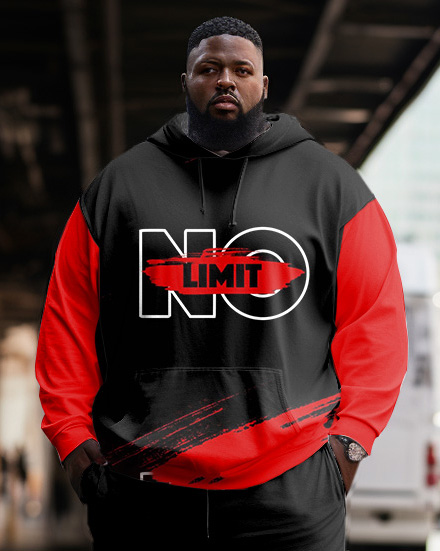 Men's Big & Tall Casual Hip Hop No Limit  Black Graphic Hoodie Two-Piece Set
