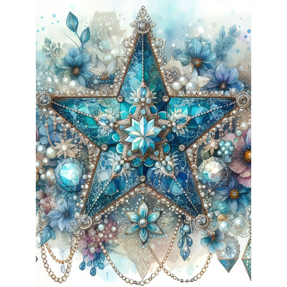 Jewelry Five-Pointed Star 30*40cm(canvas) full round drill diamond painting