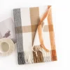 Classic Plaid Autumn Winter Tassel Shawl Scarf