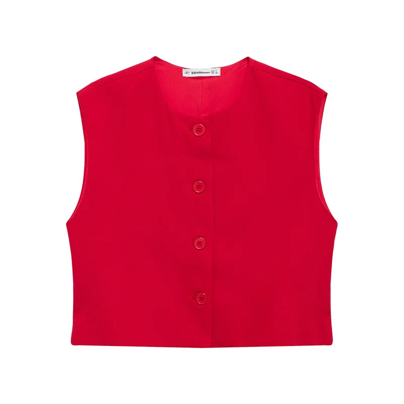 Woherb Woherb 2024 New Women's Fashion Joker Casual Breasoned Vest Top 8259187-Outfit Ideas