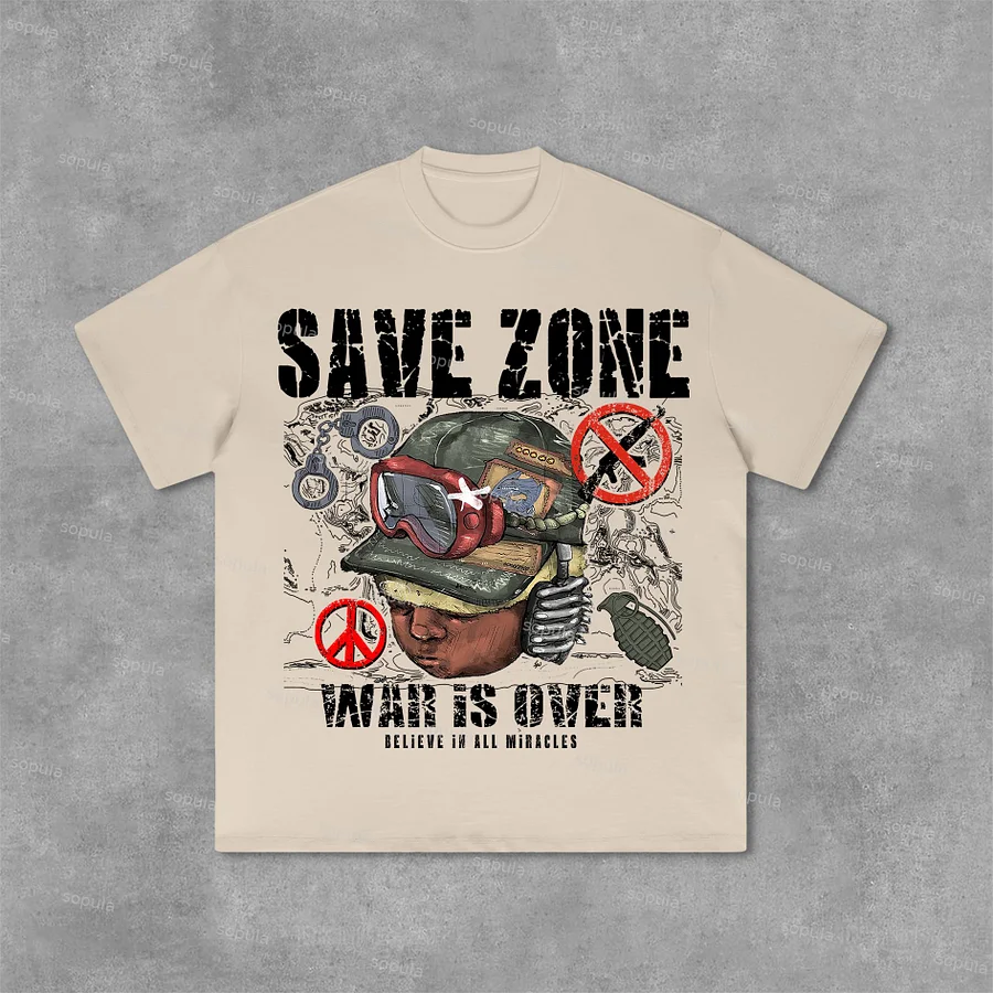 Sopula War Is Over Flame Boy Graphic Print Cotton T-Shirt