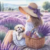 Girl And Puppy In Flower Field-11CT Stamped Cross Stitch 40*40cm/15.75*15.75in