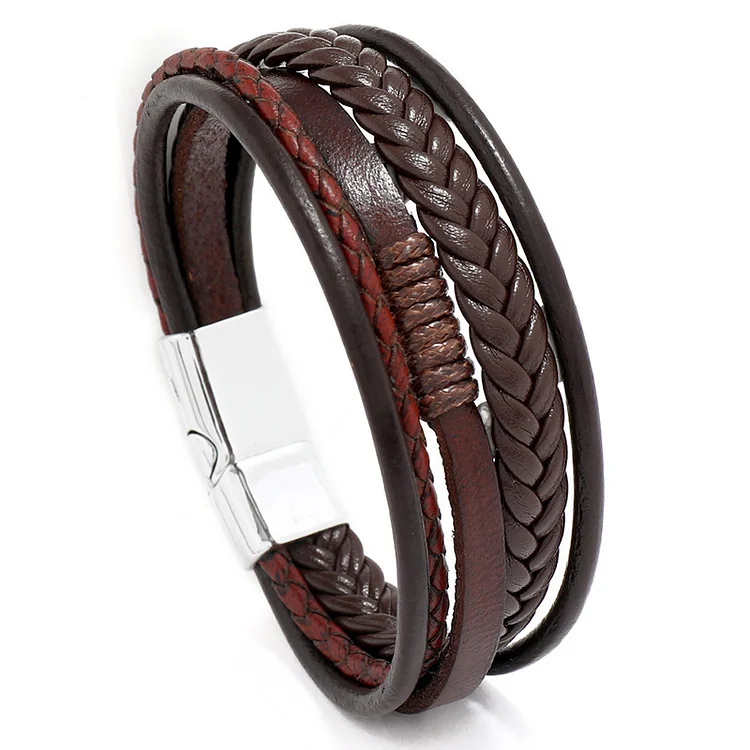 Men's Simple Handwoven Multilayer Leather Bracelet