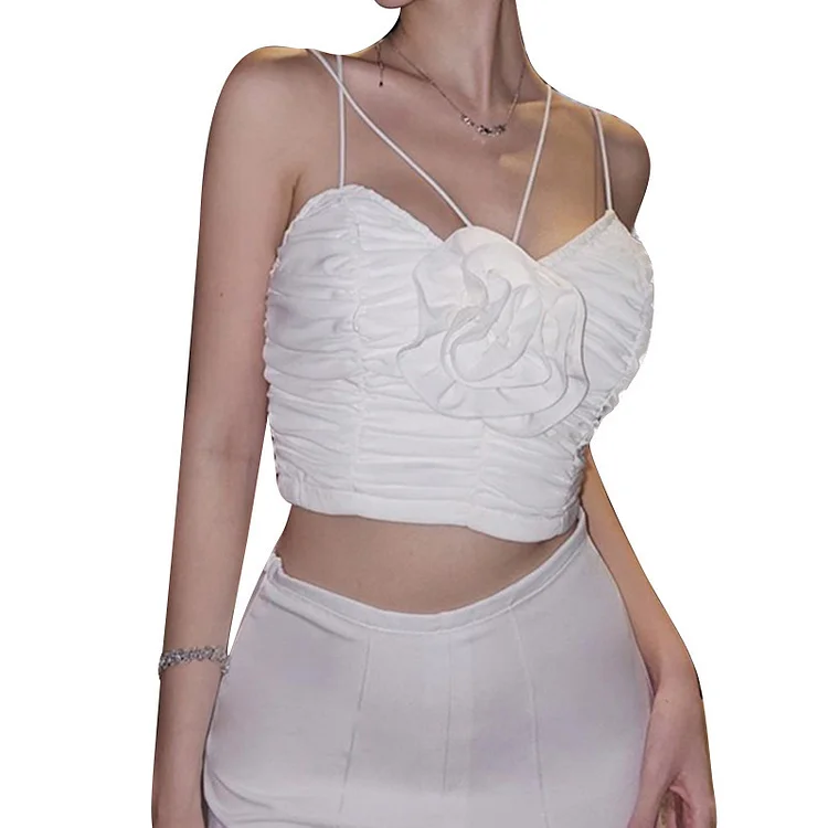 Floral underwire Sling Silver Crop Top 240130-76