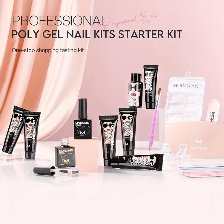 All‑in‑One Poly Gel Starter Kit with UV Light, Morovan Builder