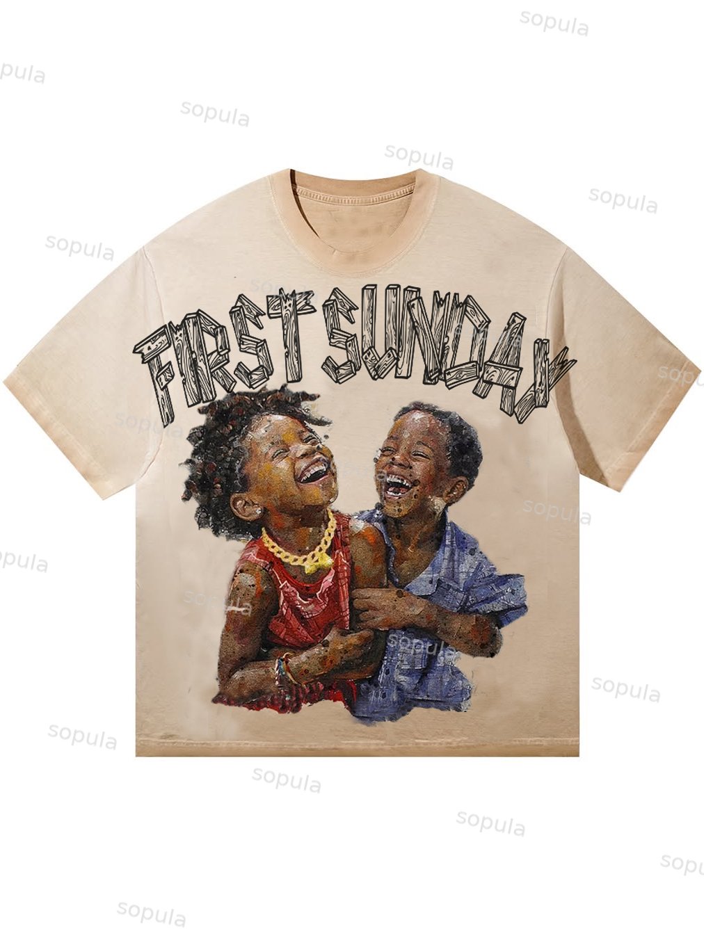 Vintage First Sunday Graphic Acid Wash T-shirt - Sopula｜Premium Graphic Tees & Graphic Clothing