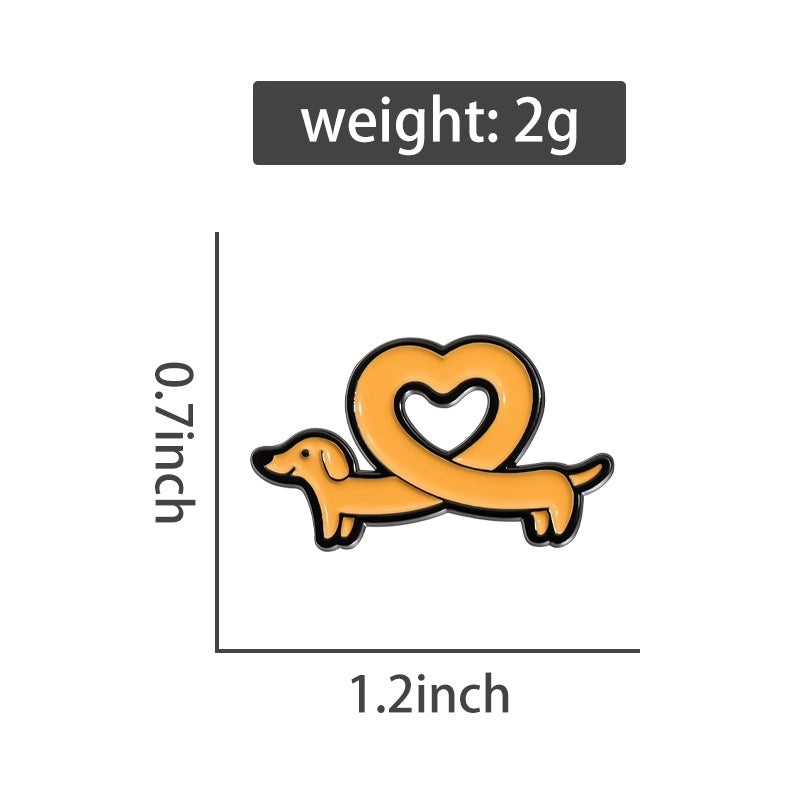 Cute Pin Dog Heart Shape Alloy Plating Unisex Brooches