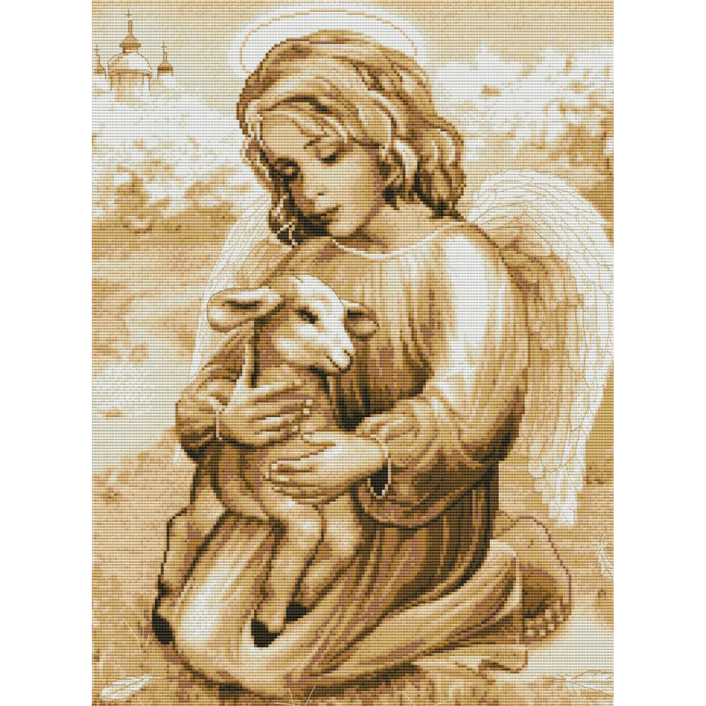 

Lamb Angels - 14CT Stamped Cross Stitch - 41*52CM, 501 Original