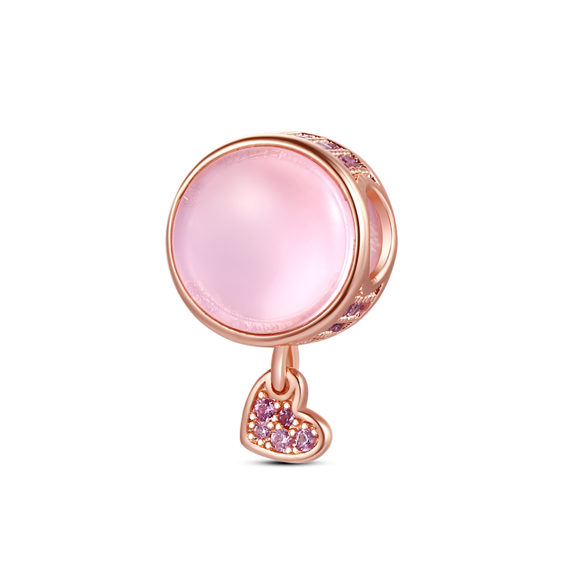 925 Sterling Silver Creative Exquisite Translucent Pink Round Diamond Heart Women Bracelet Beads KTC020