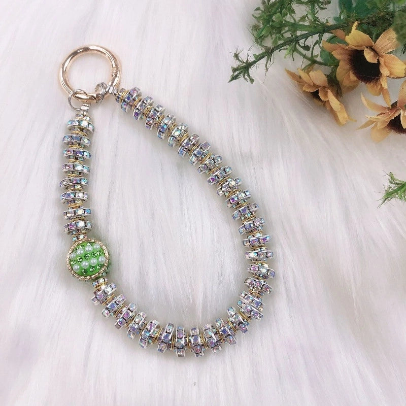 IG Style Shiny Ball Beaded Beaded Inlay Rhinestones Bag Pendant Keychain