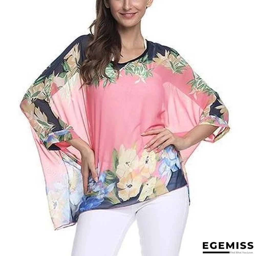 6XL Plus Size Women Batwing Sleeve Casual Chiffon Tops Blouses | EGEMISS