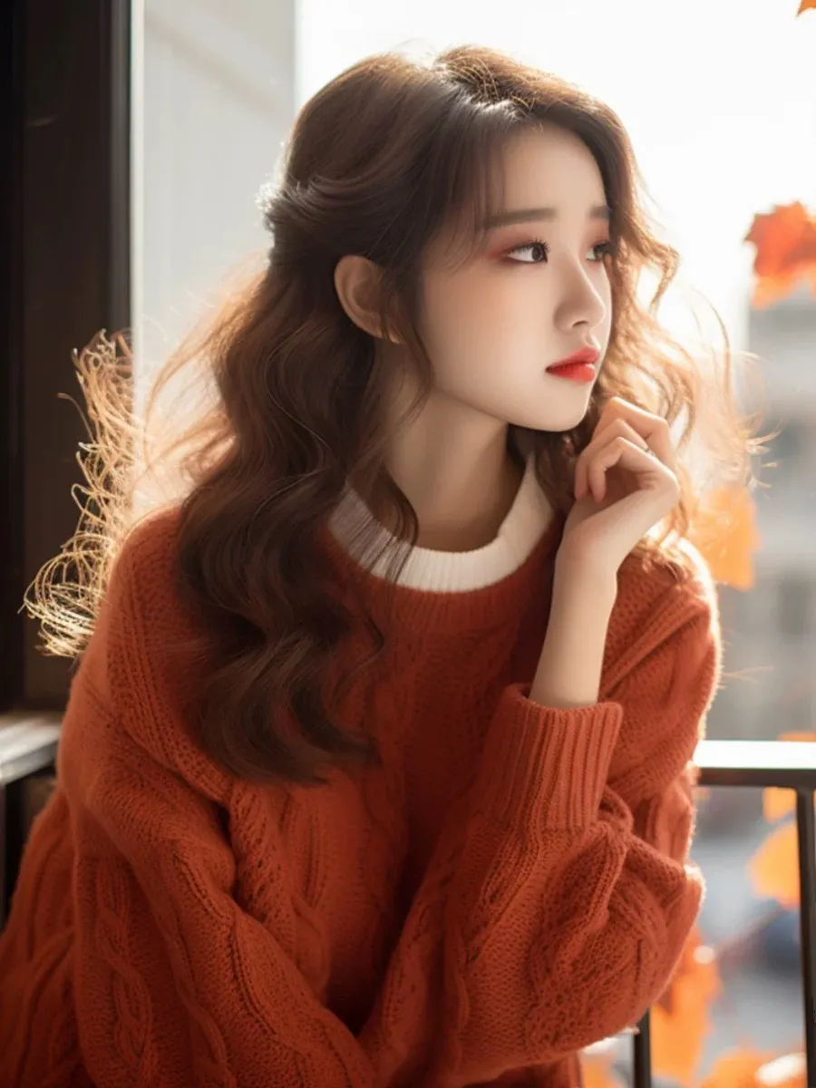 Churchf Churchf Year's Popular Beautiful Orange Round-Neck Sweater Women Wear Loose Knitting Tops In Autumn And Winter With A Small Fragrant Wind