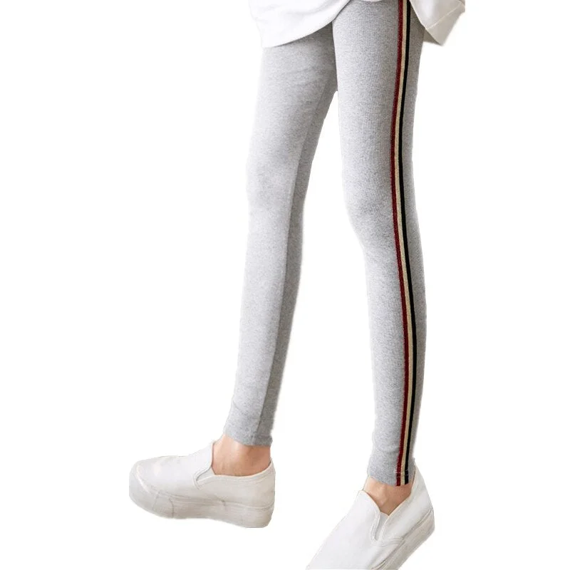 CUHAKCI Sportwear Leggins  Gym Fitness Side Stripe  Women's Active Quick Drying Casual Pants Gray Cotton Trousers