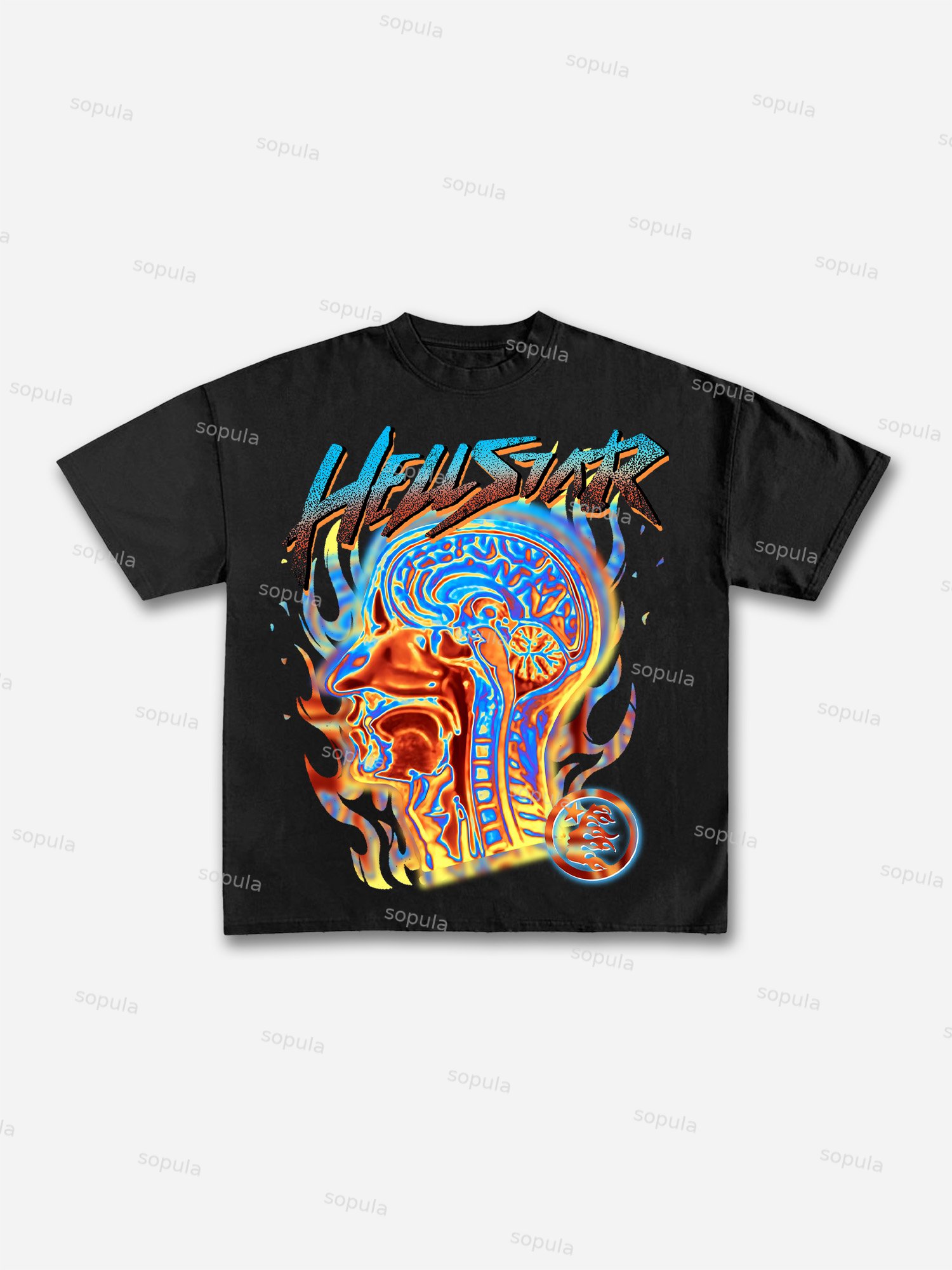 Fun Color Flame Avatar Print Cotton T-shirt - Sopula ｜Premium Graphic Tees & Graphic Streetwear