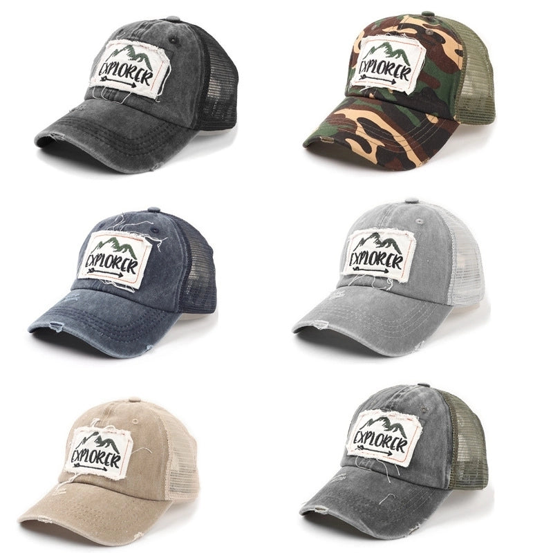 New Patch Net Cap Washing Old Letter Embroidered Breathable Baseball Cap Outdoor Sunshade Duck Tongue Hat Tide