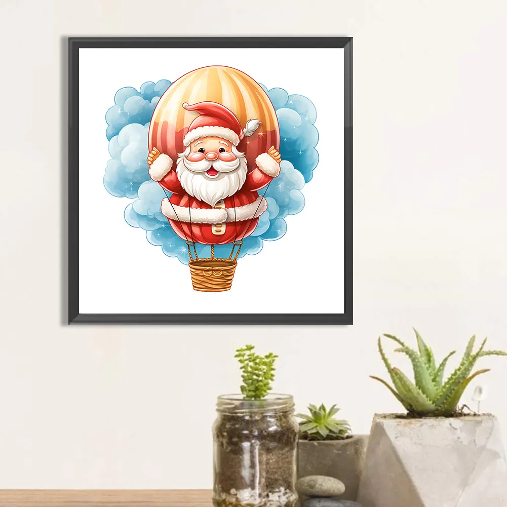 Full Round Diamond Painting 30*30cm - Hot Air Balloon Santa Claus