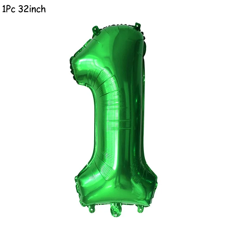 11Pcs Green Foil Number Balloons Dinosaur Latex Balloon Kids Jungle Theme Birthday Safari Forest Party Decorations Baby Shower