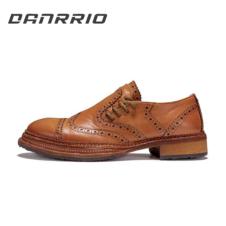 DANRRIO Loafers Carved Retro British Casual Handmade Leather Shoes DANRRIO.COM DANRRIO