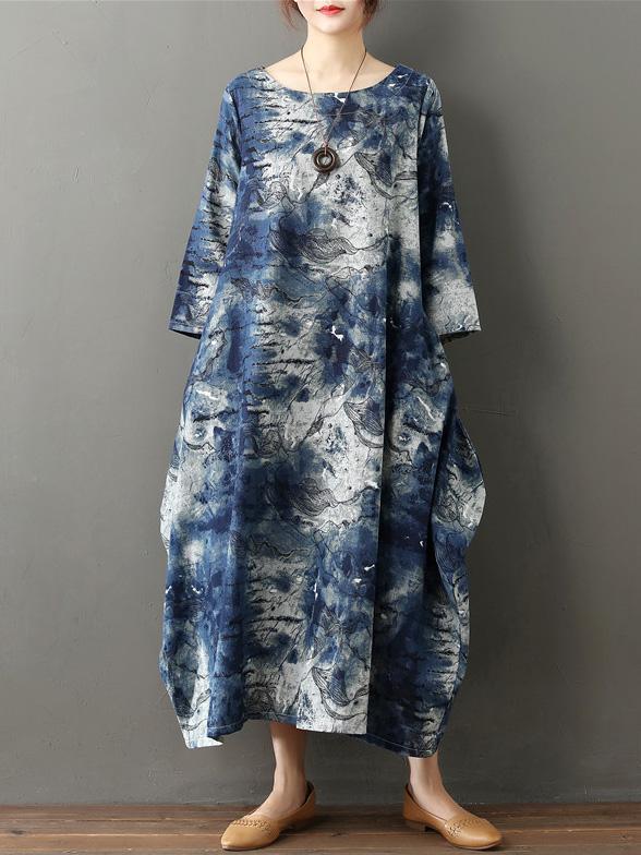 Comfortable Tie and dye Cotton Long Dress