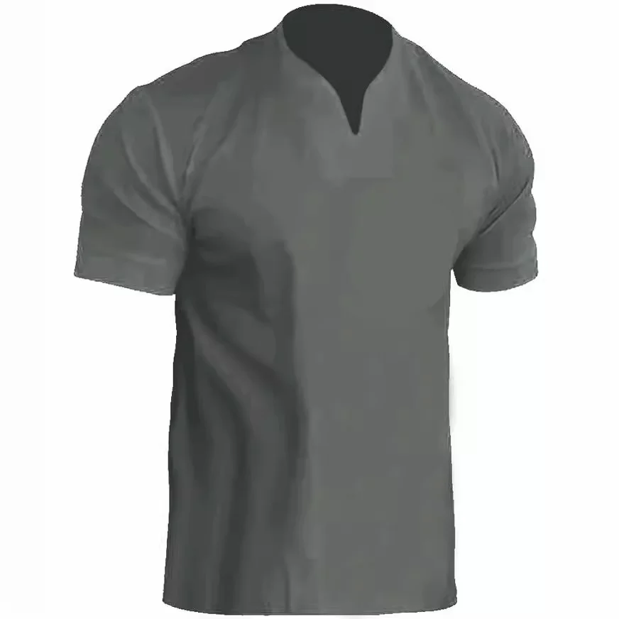 Uveng Uveng Men's Fitness Plus-Size Sports T-Shirt Men's Elastic Cotton Pocket Short-Sleeved Summer V-Neck Polo Shirt