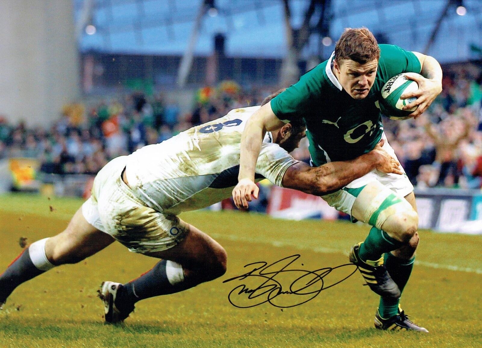 Brian O'DRISCOLL Signed Autograph 16x12 Photo Poster painting 1 AFTAL COA Ireland Rugby Legend