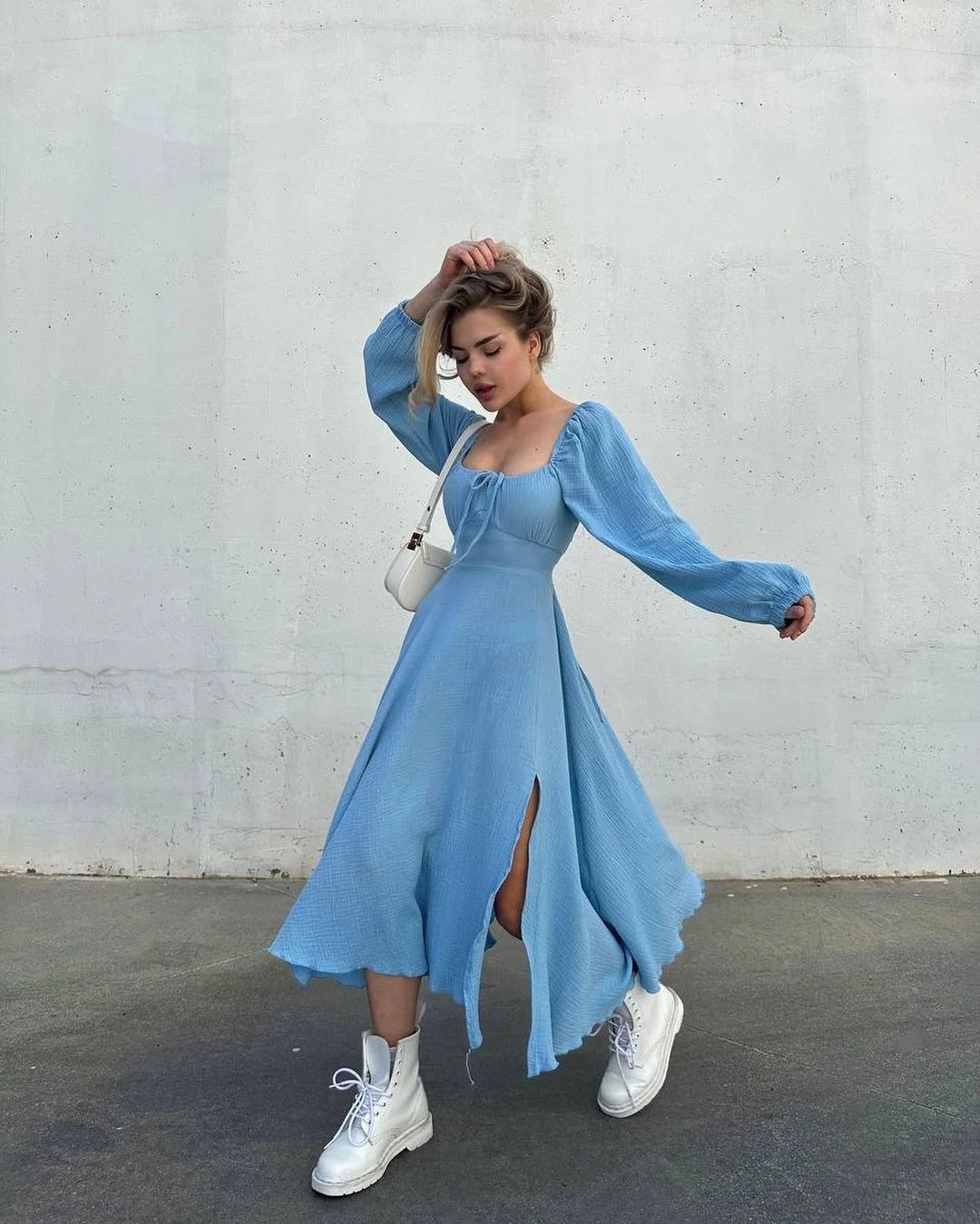 Nigikala Nigikala Women's Spring/Summer Explosion Solid Color Square Collar Sexy Open Skirt