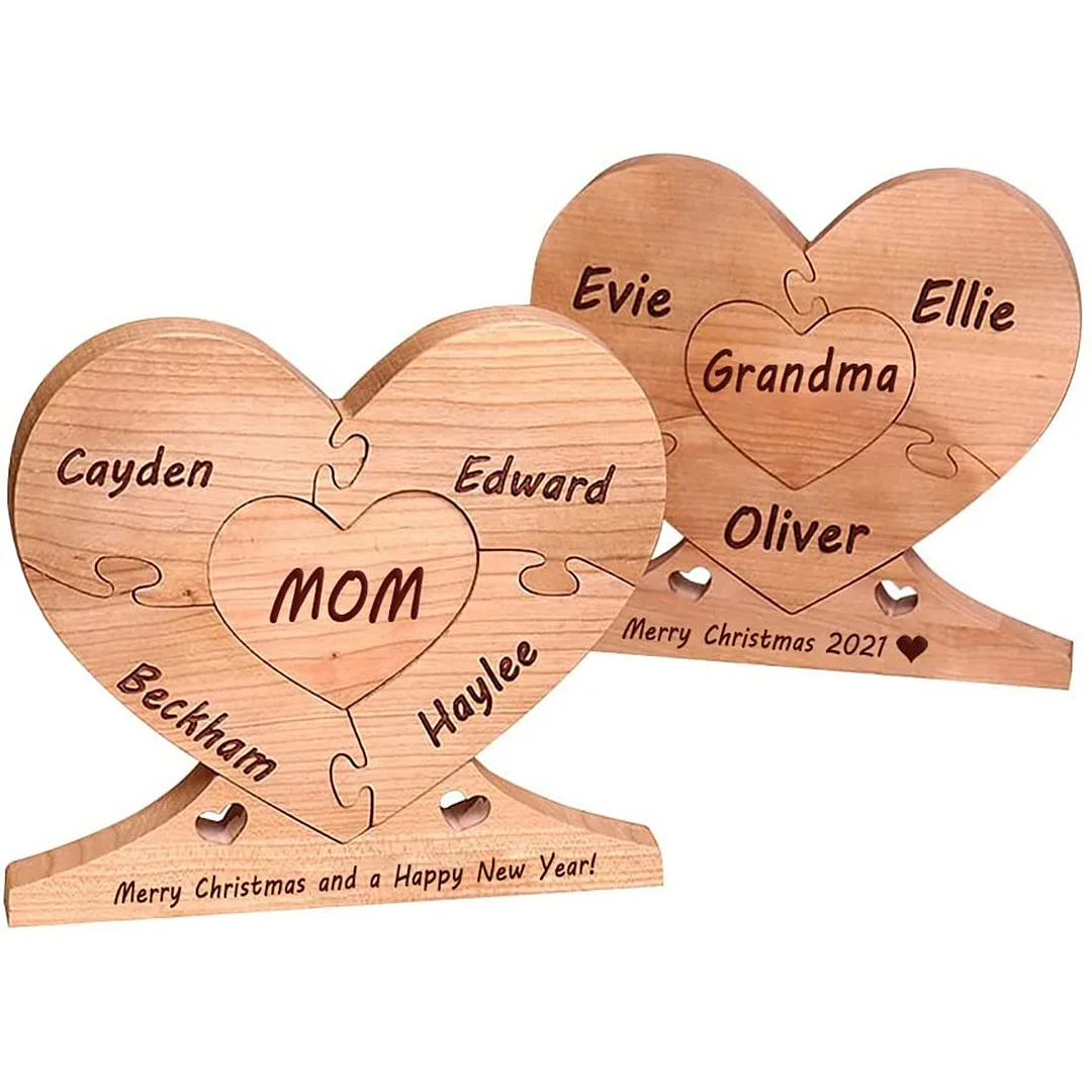 Personalized Name Heart Puzzle Stakes Frame Gift for Mom