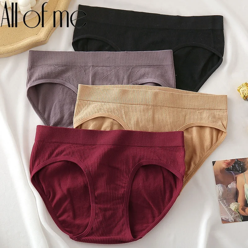 1/2PCS Seamless Panties Women Underwear Sexy Briefs Female Underpants Ladies Panties Intimate Lingerie Solid Color Girls Pantys