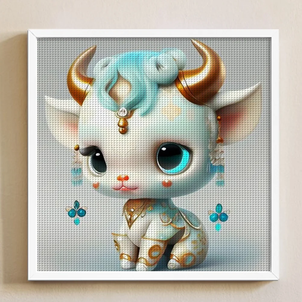 11CT Full Stamped&nbsp;Cross Stitch - Zodiac Ox(Canvas|40*40CM)