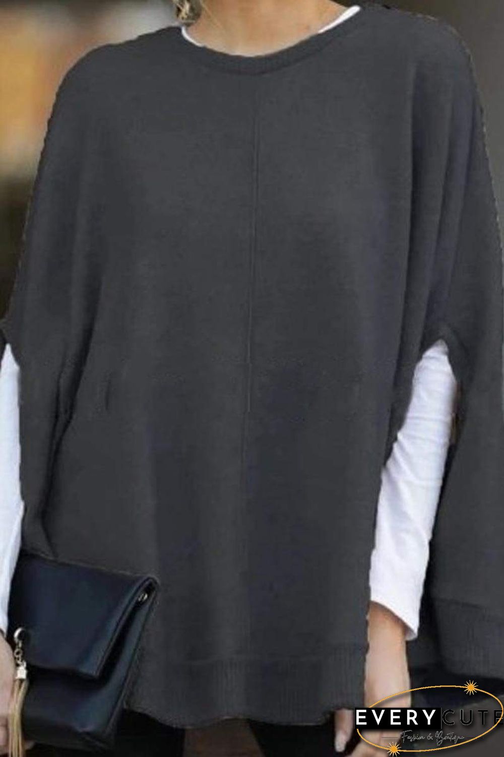 Casual Round Collar Cloak Top