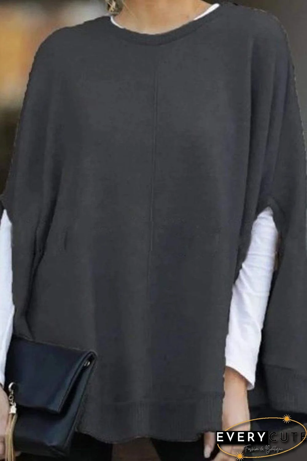 Casual Round Collar Cloak Top