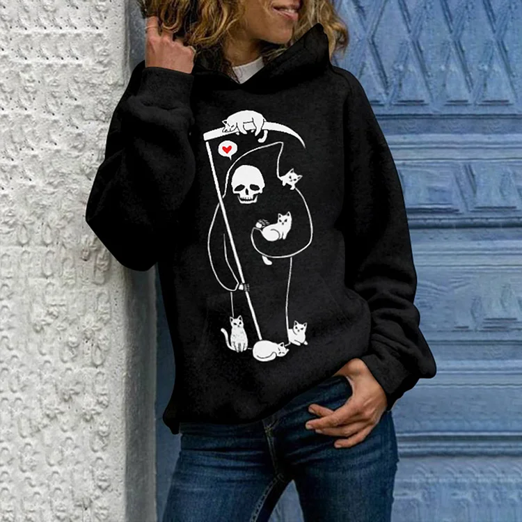 Vefave Death Is A Cat Person Hoodie
