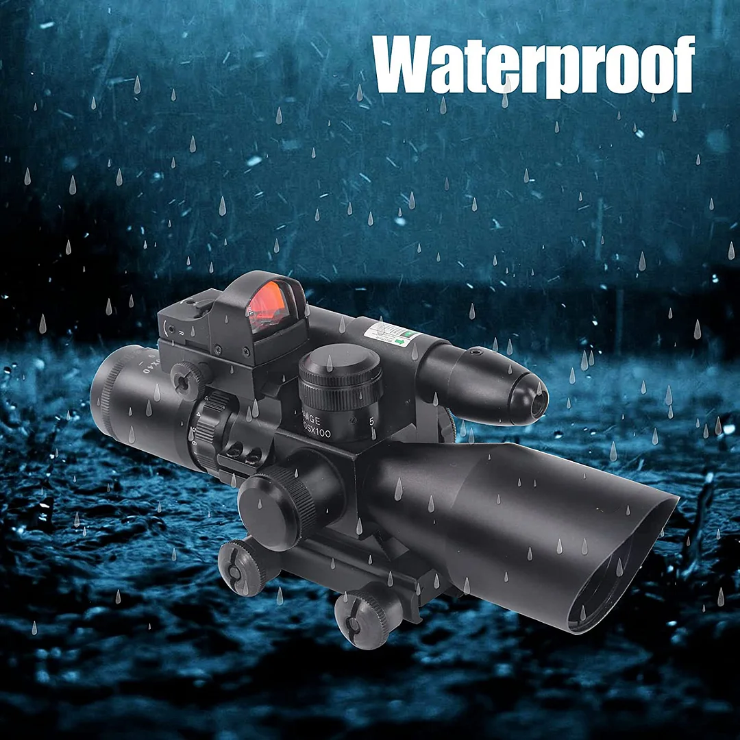 ohhunt® 2.5-10x40 Combo Rifle Scope, Dual Illuminated Mil-dot Reticle, W/Mini Reflex 3 MOA Red Dot Sight and Laser Sight