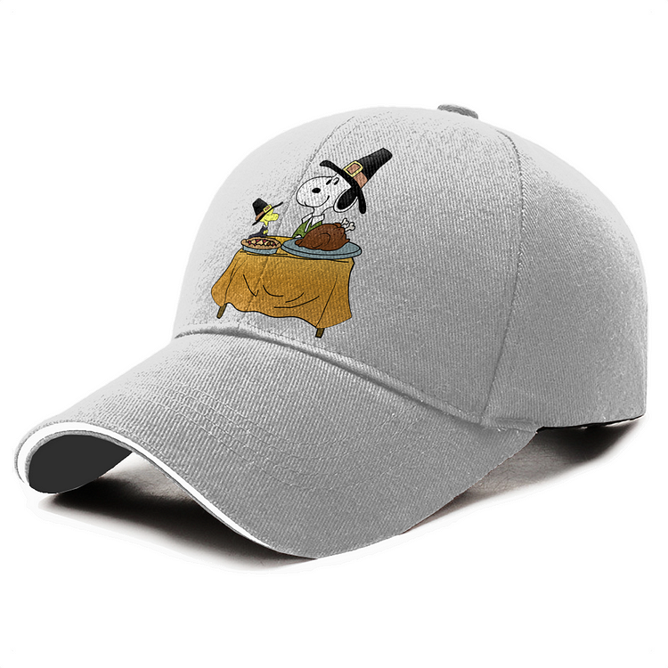 Snoopy With Turkey, Thanksgiving Baseball Cap