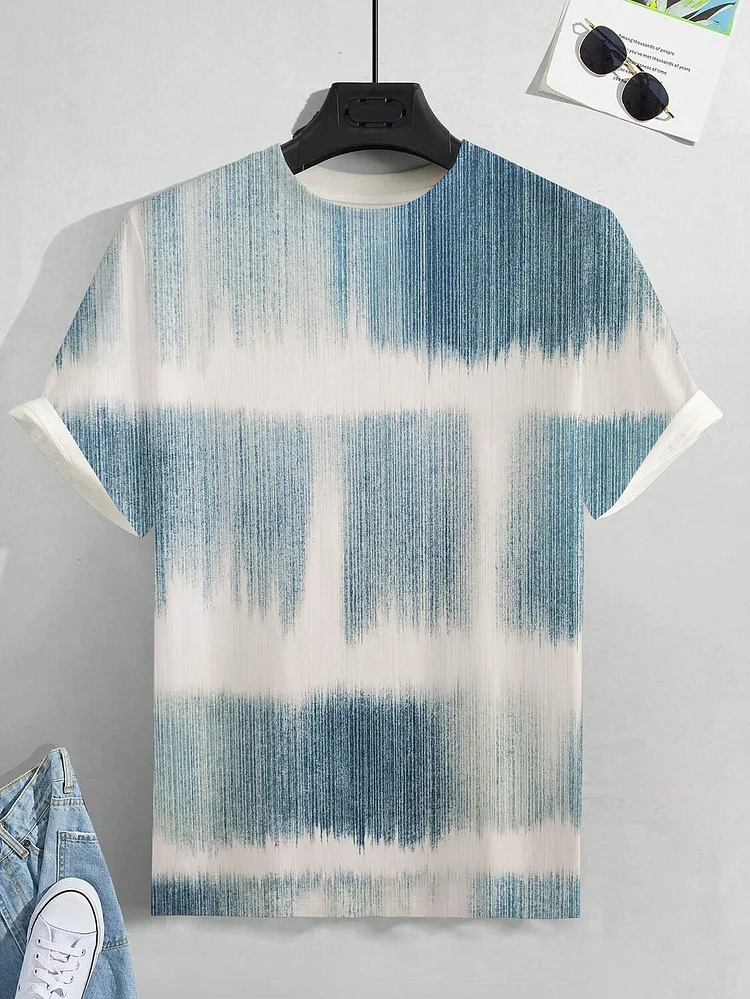 Men's Tie-Dye Indigo Dye Art Print T-Shirt