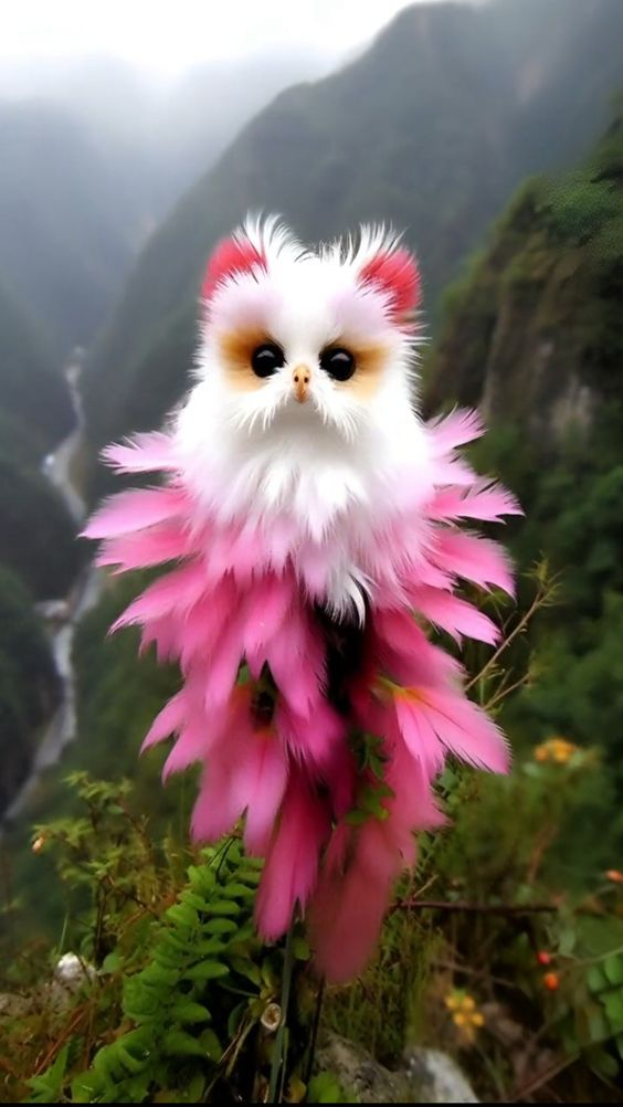 Cat Face Flower - Pink and White