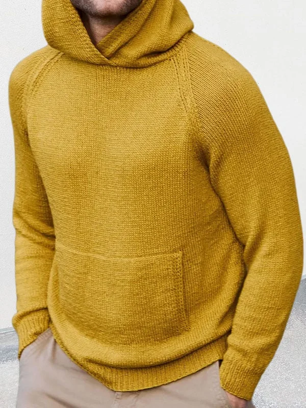 Men's Solid Color Knitted Hoodie