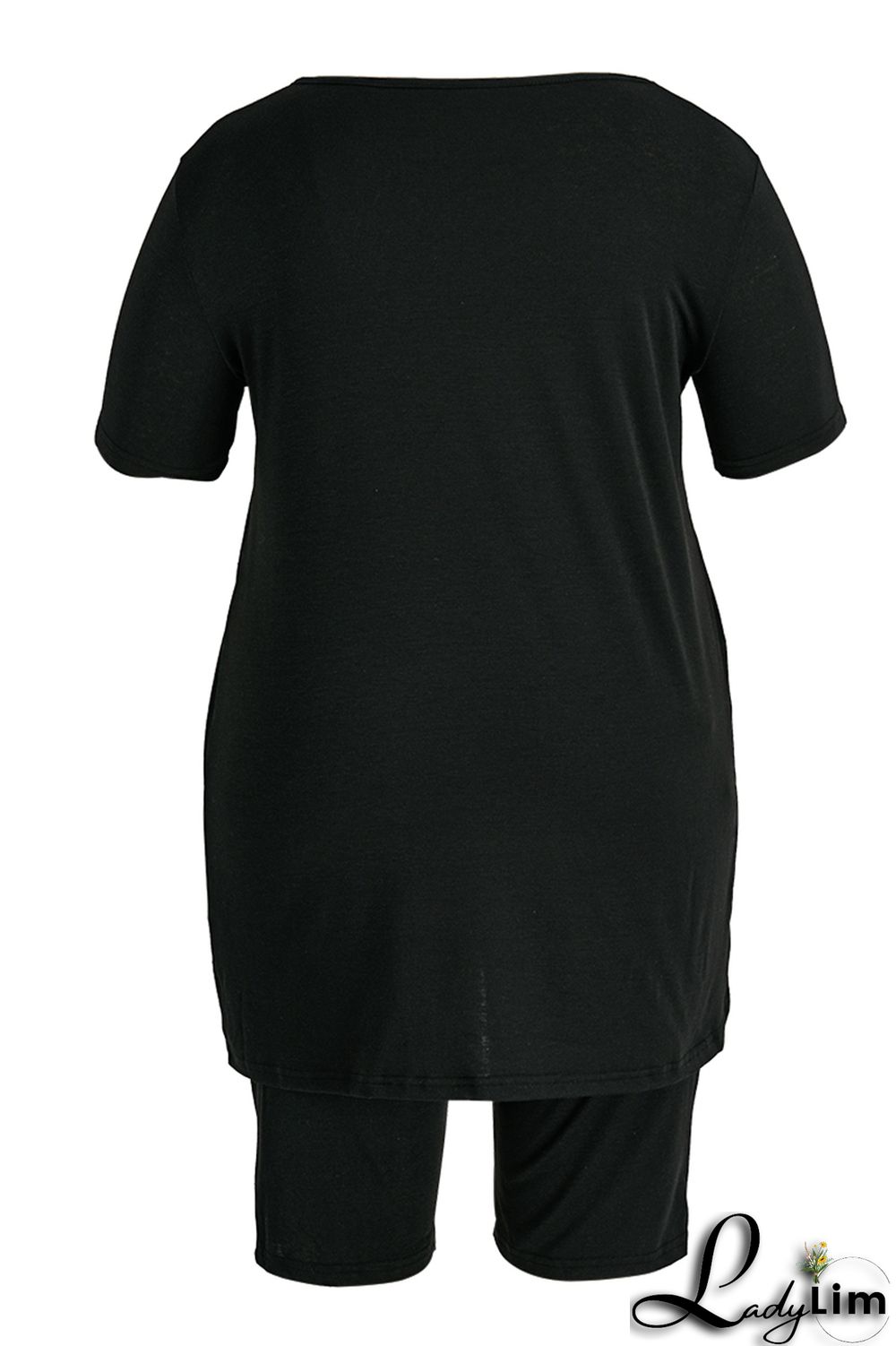 Grey Fashion Casual Letter Print Basic O Neck Plus Size Two Pieces