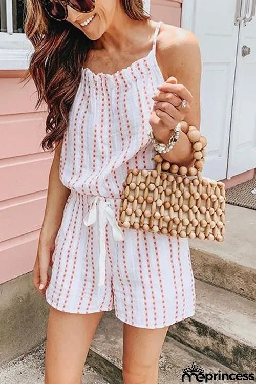 Stripe Sleeveless Drawstring Romper