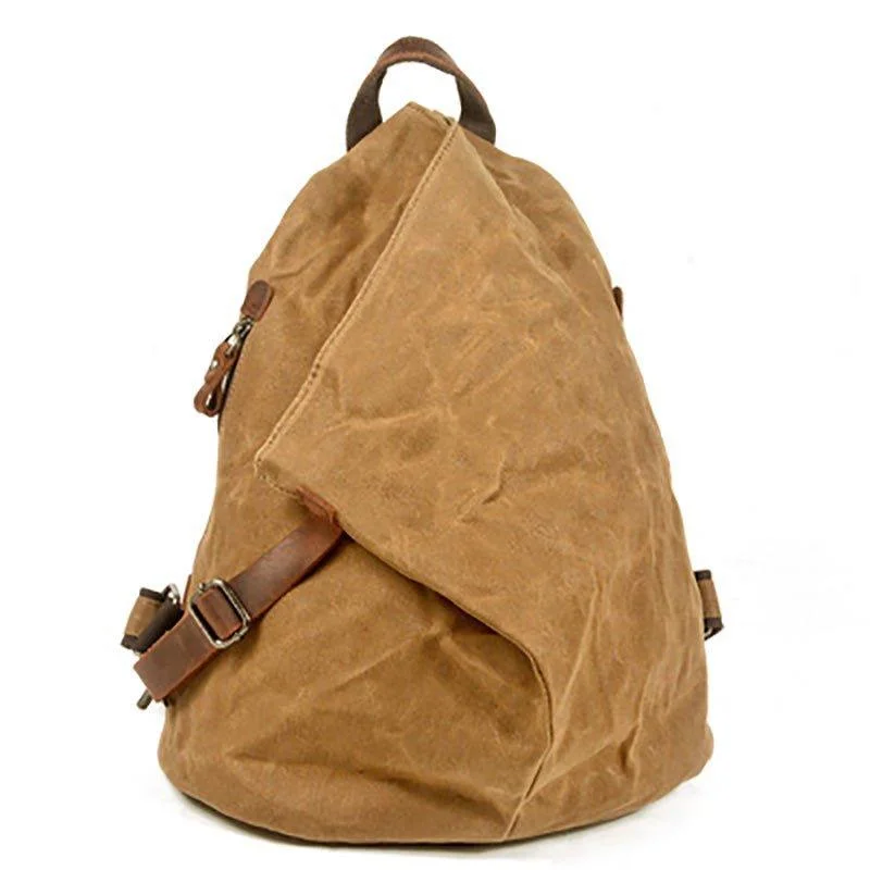 Vintage Oil Waxed Canvas Backpack School Backpack Outdoor Travel Backpack
