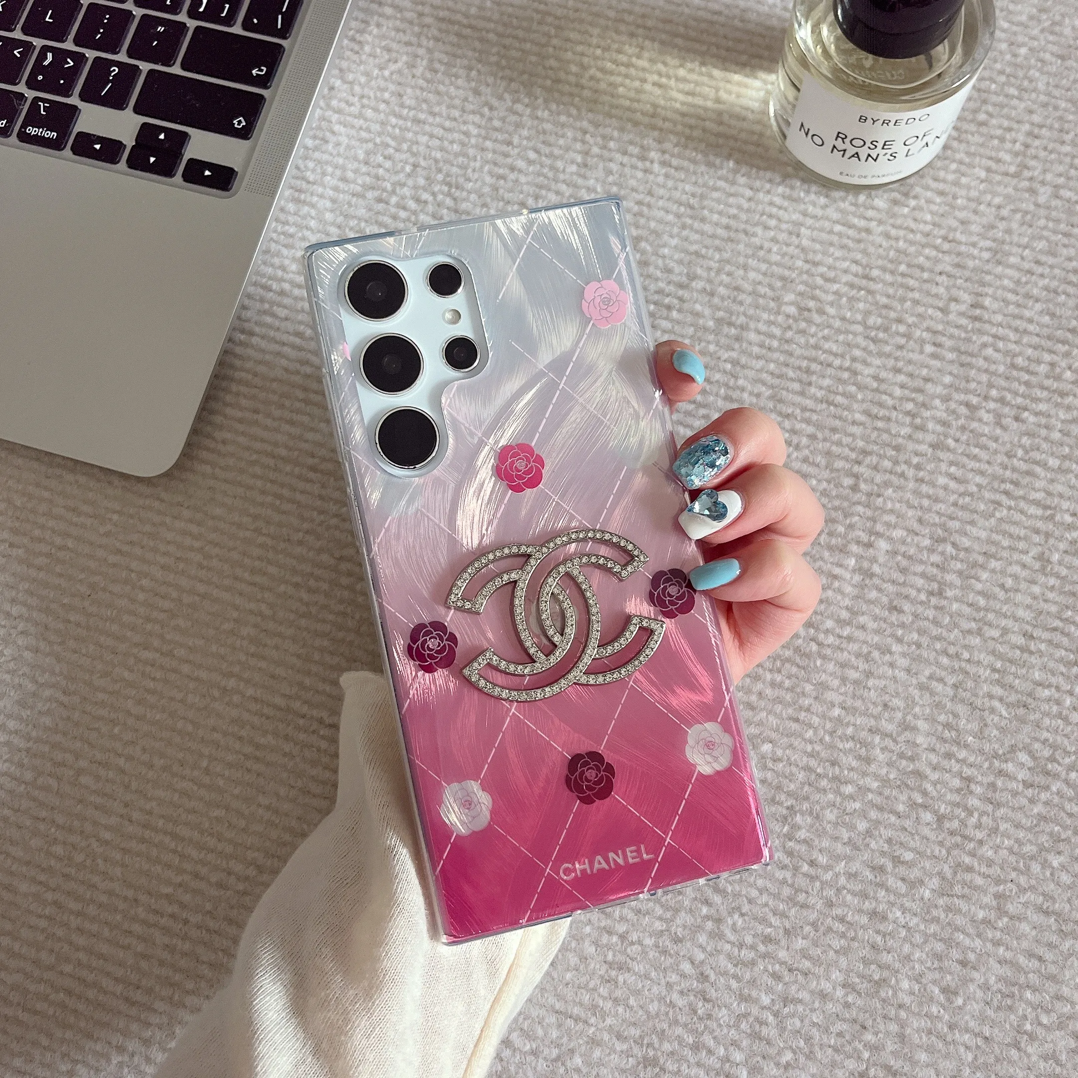 Chanel Luxury Monogram Logo Airbag Stand Samsung Galaxy S Series Phone Case