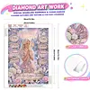 Winter Pink Gown Prayer Lady Special Shaped 5D DIY Partial Drill Diamond Painting Kits for Adults Beginners Home Decor Diamond Dots Paintings Diamond Art Kit 11.81x15.75inch