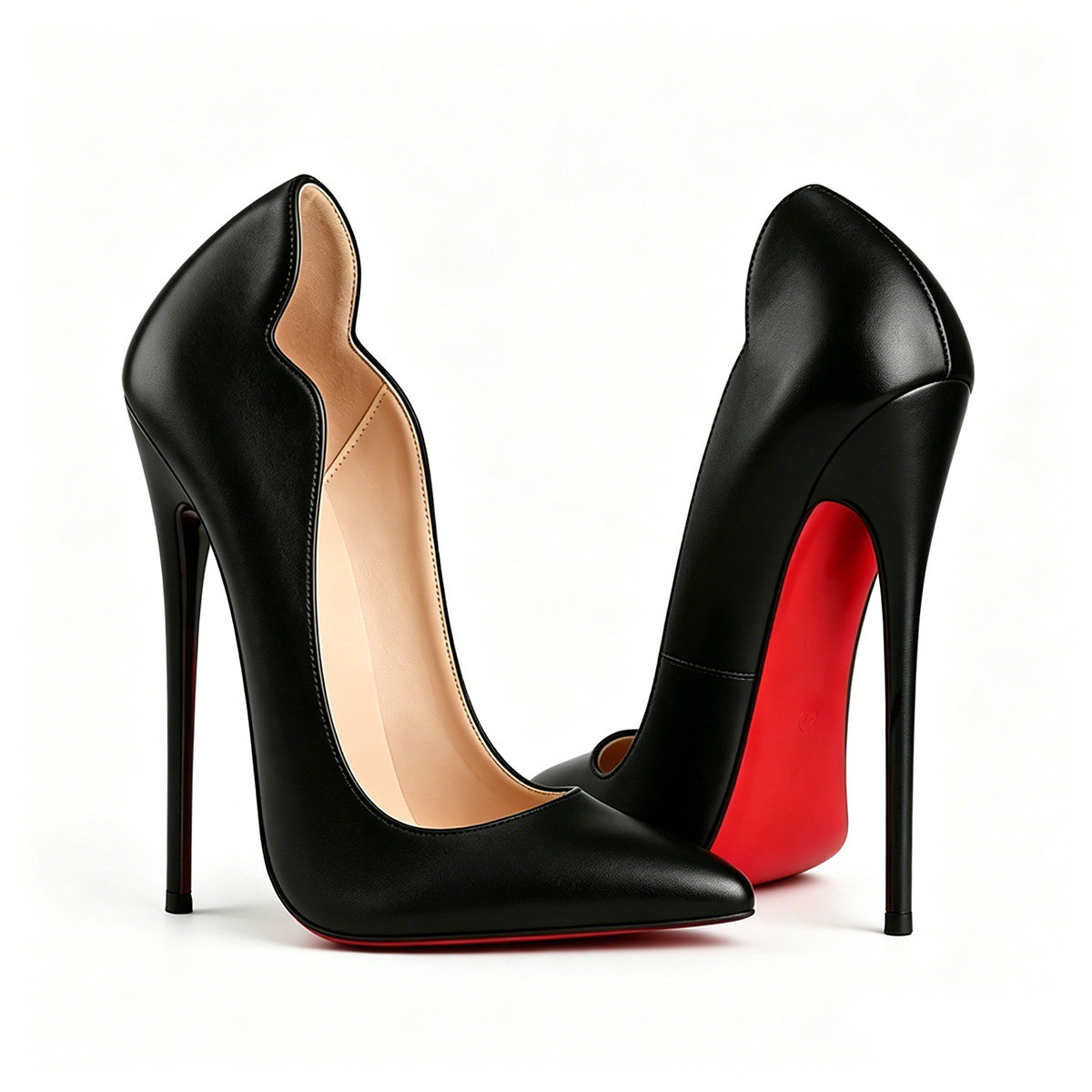 160mm Sky-High High Heels Red Bottom Shoes Classic Pointed Matte Heels-MERUMOTE