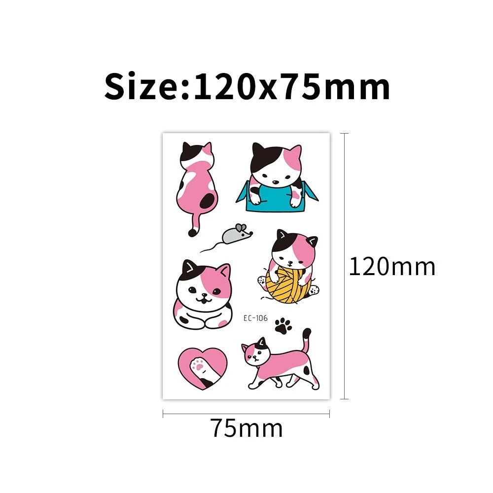 24 kinds Cute Cartoon Tattoo Stickers For Children faux tatouage temporaire Disposable Cat Dog Pets Temporary Waterproof