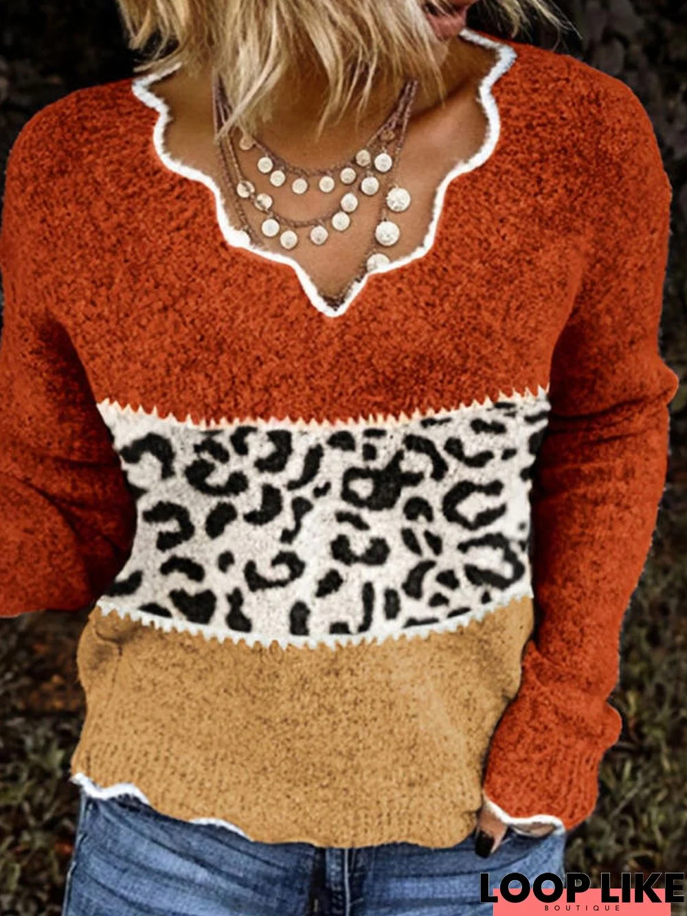 Long Sleeve Color-Block Sweater