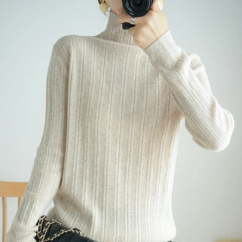 Women Sweater 2020 New Female Turtleneck Long-sleeved Knitted Pullover Jumper Pull Femme Clothes Loose Designer Winter Black